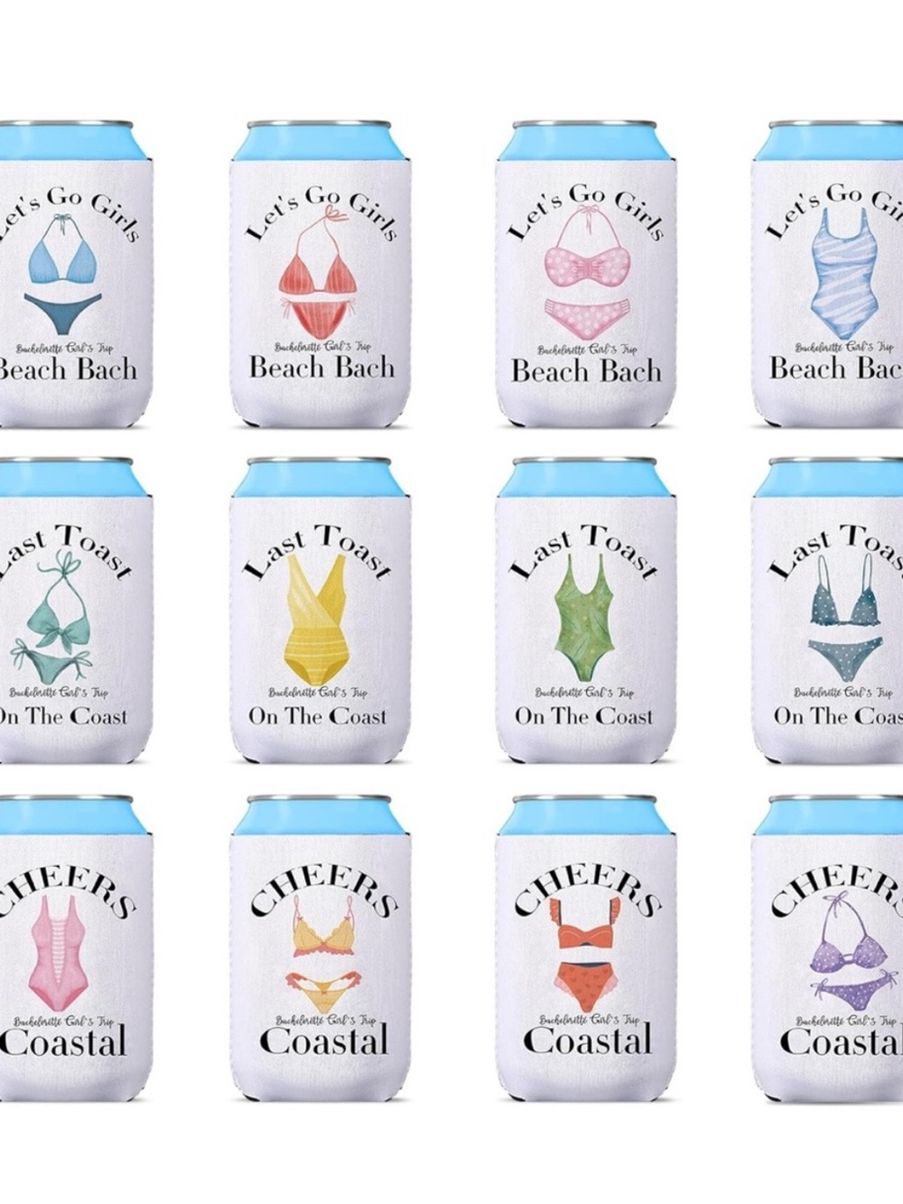 Bachelorette Beach Can Cooler Set - Bikini Print